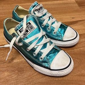 Metallic Blue Kids Converse